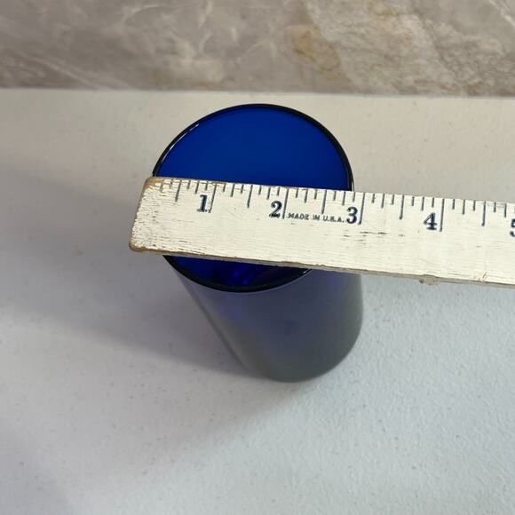 Libbey Metropolitan Tumbler Glasses set of 3 Cobalt Blue Round Bottom Vintage - Picture 7 of 9